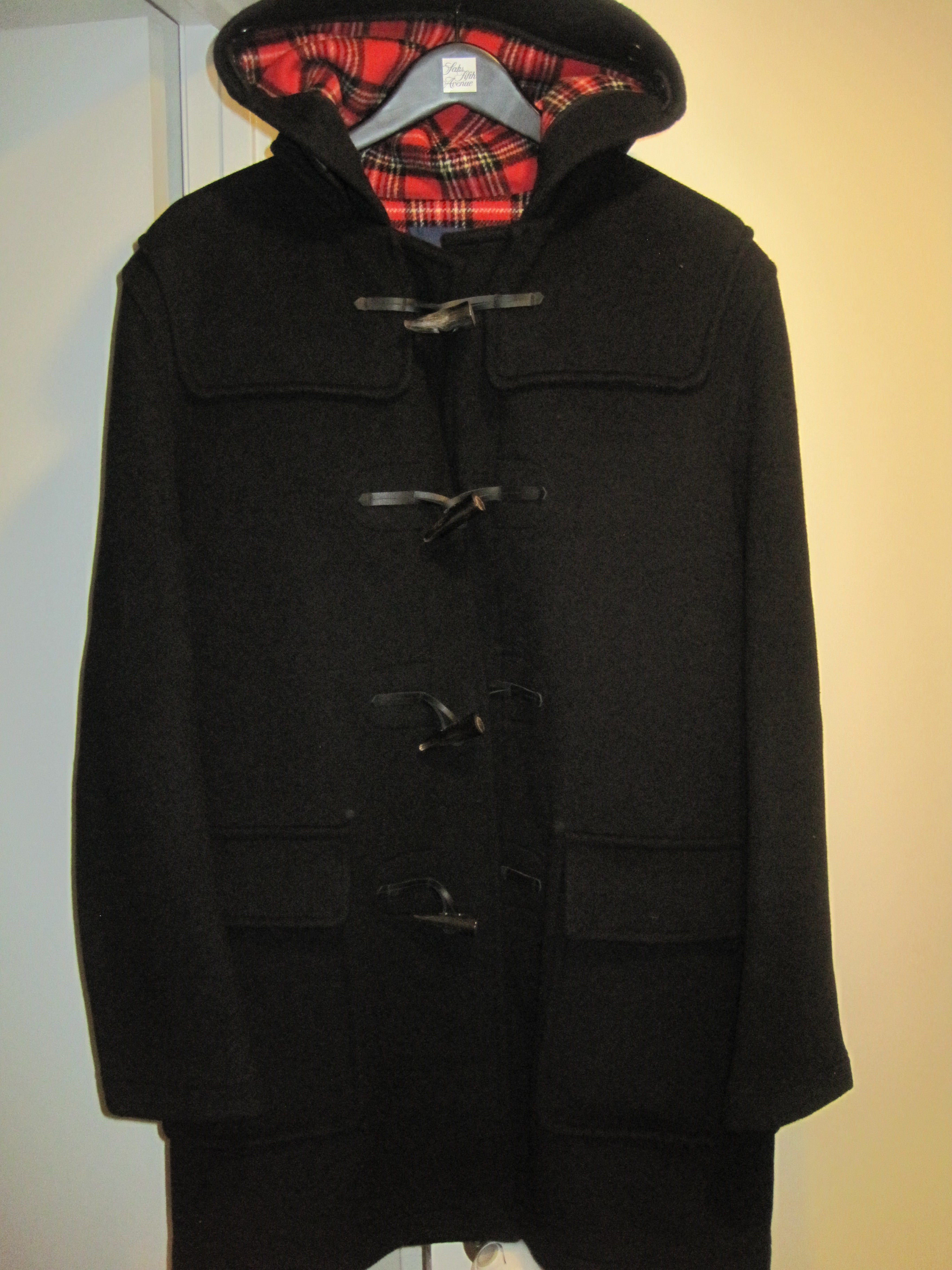 NWT Fred Perry x Gloverall Black Wool Duffle Coat Size 40 Made in