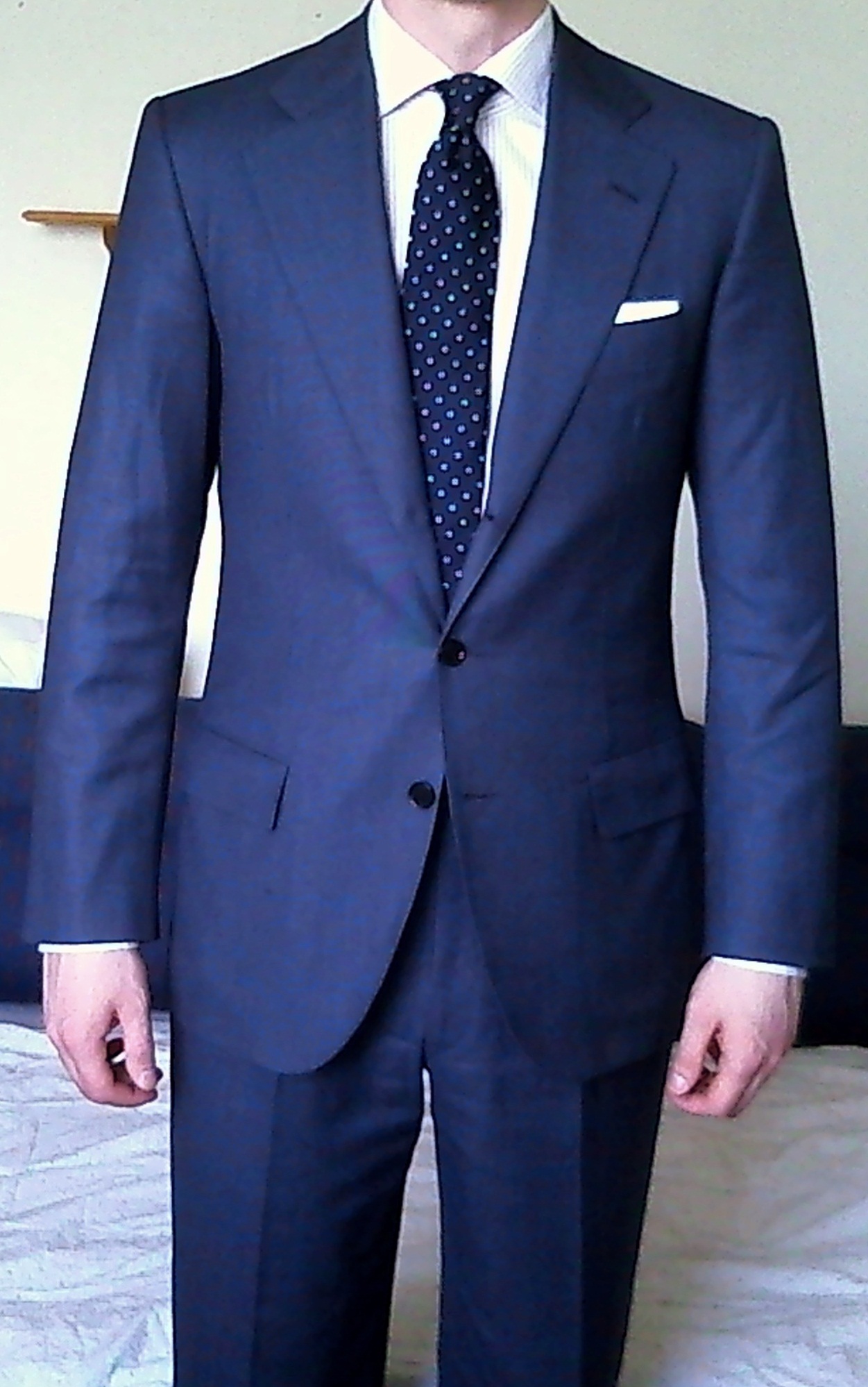 Picked up this navy Loro Piana suit on Ebay. Does it look dated