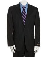 Joseph Abboud navy pinstripe super 120s Loro Piana wool 2-button suit with single pleated pants