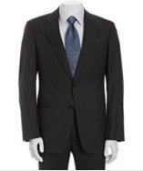 Armani Collezioni dark grey wool 2-button suit with flat front pants