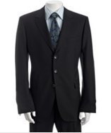 Gucci navy wool 3-button suit with flat front trousers