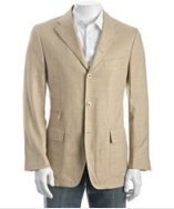 Corneliani khaki silk-flax 3-button blazer