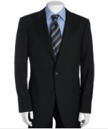 Gucci black wool 2-button suit with flat front trousers