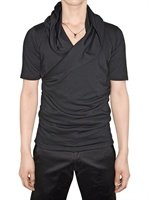 Kiryuyrik - DRAPE COLLAR HEAVY JERSEY T-SHIRT