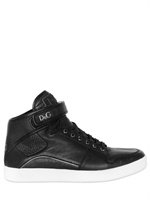 D&g - PERFORATED CALF HIGH TOP SNEAKERS