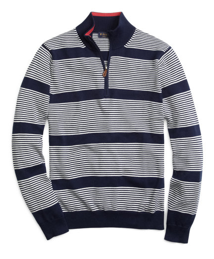 Brooks Brothers Stripe Half-Zip Sweater