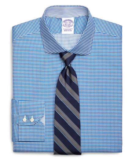 Brooks Brothers Egyptian Cotton Regular Fit Spread Collar Herringbone Gingham Luxury Dress Shirt