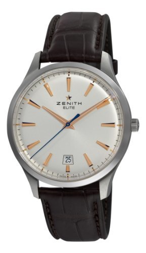 Zenith Men's 03.2020.670/01.c498 Elite Captain Central Second Silver Sunray Dial Watch