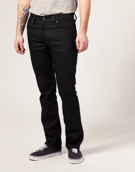 Nudie Slim Jim Dry Black Coated Front Fit pic.jpg