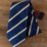 ISAIA Napoli 7-fold blue striped silk tie - NWT