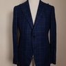CIFONELLI blue wool silk linen mix plaid sportcoat - Size 40 US / 50 EU - NWOT