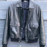 SOLD :: Vintage Spanish Black Leather Bomber Small