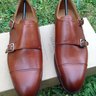 New MEERMIN Medium Brown Double Buckle shoes - Size UK7