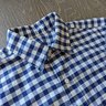 LUXIRE Navy Gingham Button Down Shirt XS