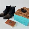 Edward Green Galway Boots 7 7 1/2 E Bronze Antique Calf and Black Pebble Leather