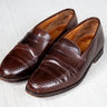Crockett & Jones Shell Cordovan Boston Brown Burgundy Leather Penny Loafers 9 E
