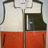 BUY - Drake’s ecru and olive boucle wool zip fleece vest