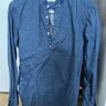[SOLD] Eidos Napoli Made in Italy Indigo Garment Dyed Chambray Popover in Size Small