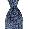 Stefano Ricci Pleated Silk Tie Royal Blue Pattern
