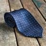 *SOLD* EG Cappelli x Olof 1982 Navy Neat 7-Fold Silk Tie - 9cm width (unlined, handrolled)