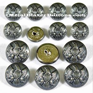 ***VINTAGE SILVER***
AMERICAN CIVIL WAR 
UNION ARMY EAGLE 
14-PIECE DOUBLE  BREASTED
METAL BLAZER BUTTON SET