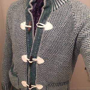 Eidos green basket weave toggle cardigan