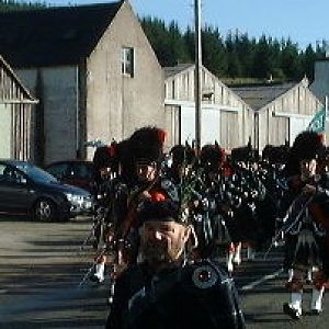 My workshop during the Lonach Highland Games, march of the 'Lonach Men'