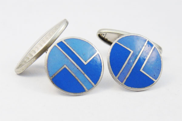 1930 Art Deco cufflinks. Enclosed enamel.