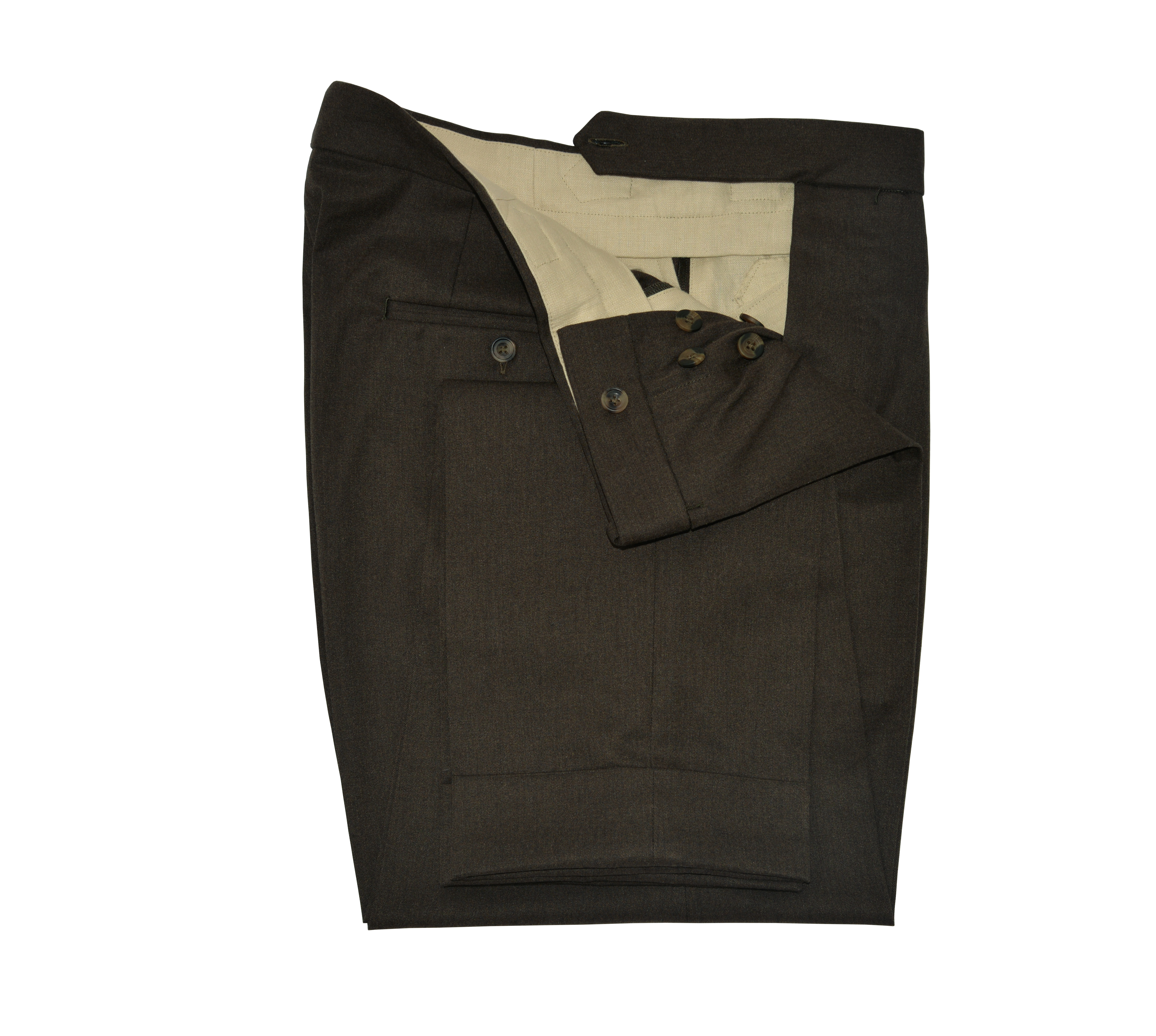 Button Fly.Pant made of Soft Brown Cotton Twill  Fabric.