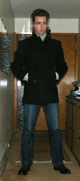 Just bumming.

Grandpa x US Navy x 1950s peacoat
Thrift x lambswool tneck
APC x working on car all day knee-boob jeans (need a shrink)
PS x Triumph boots