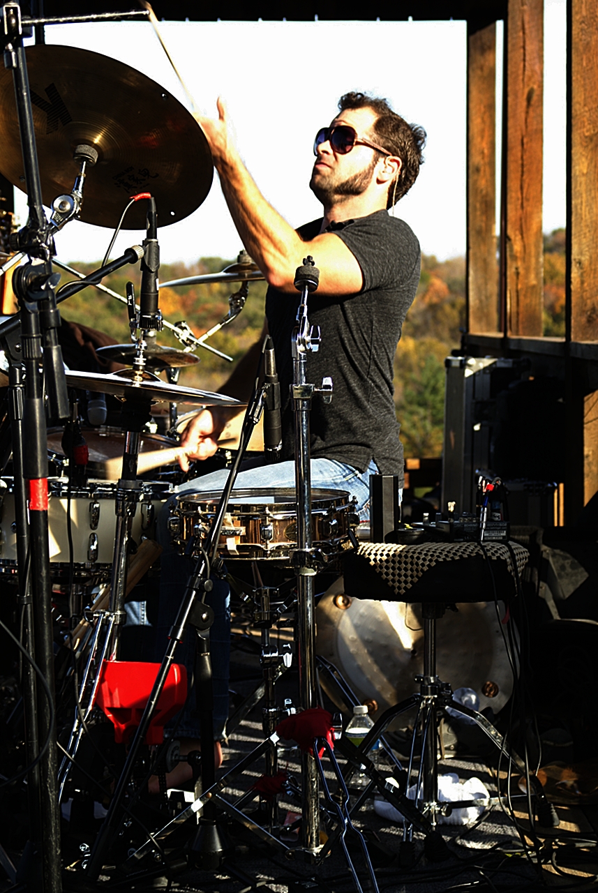 Stick tossing drummer for Dillon Dixon and Jason Jones at Oak Glenn Winery show.