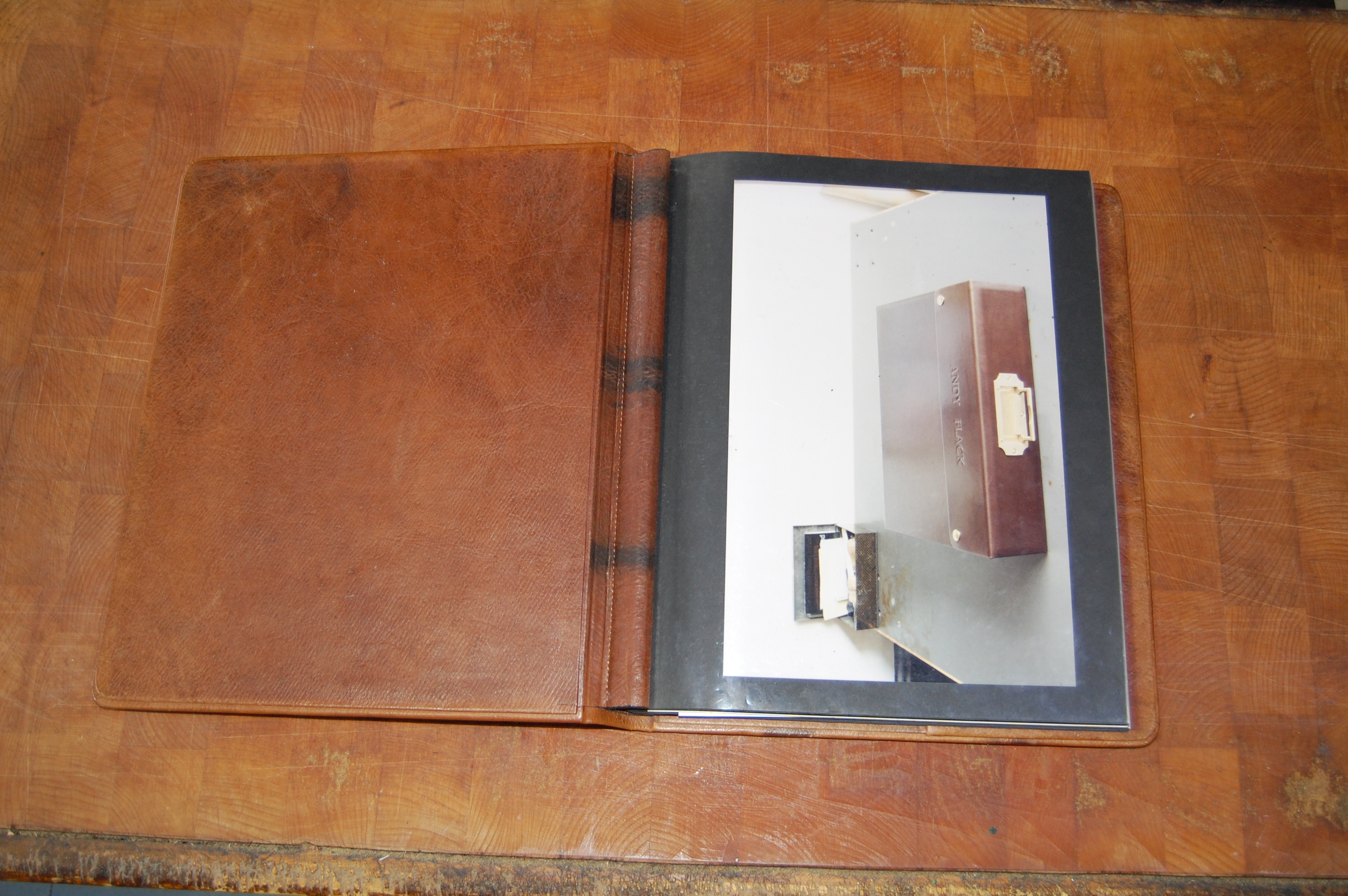 The interior of my own 14" x 11" Russian Reindeer hide Portfolio Book