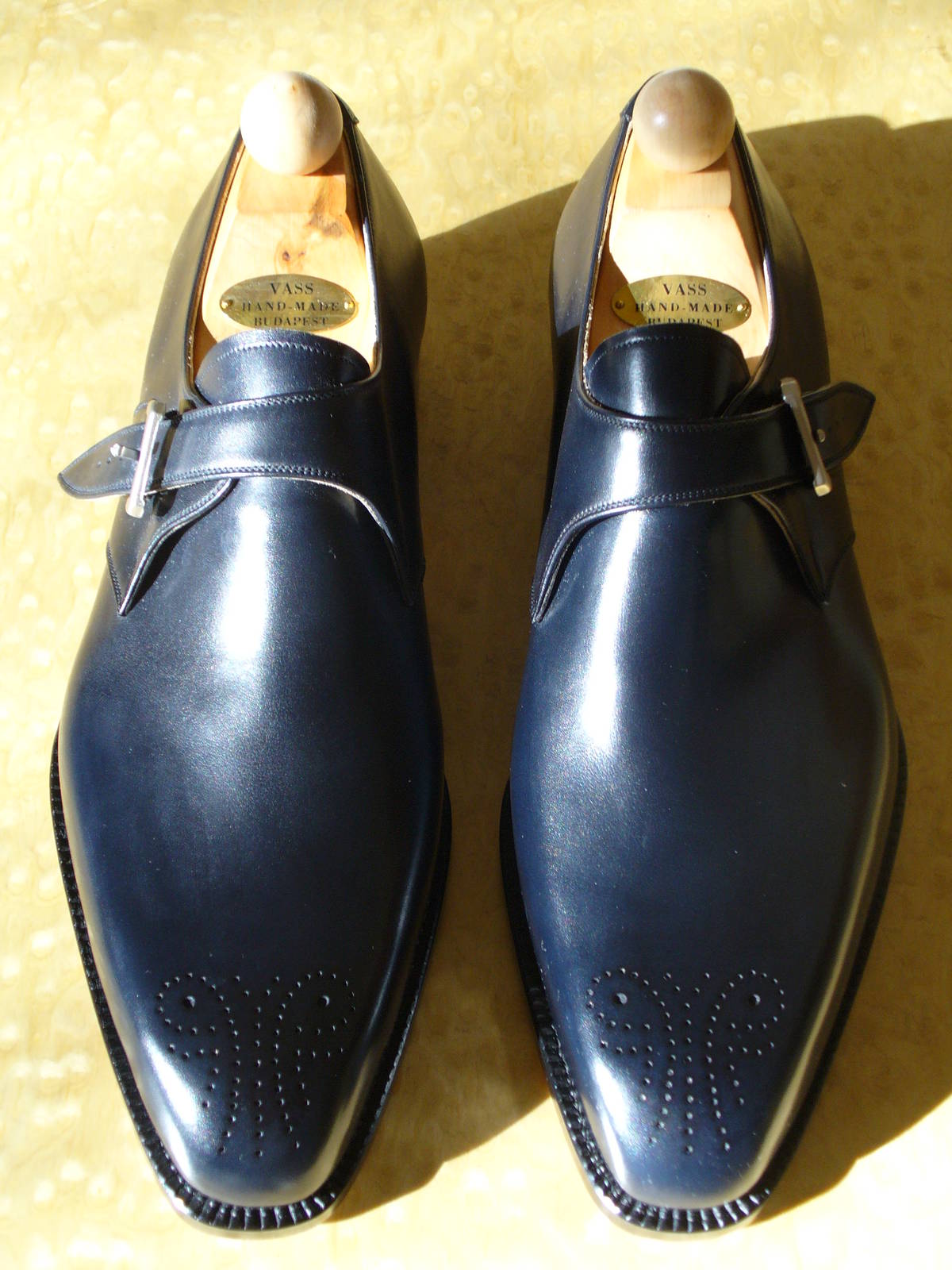 Vass U-last monk with medallion dark blue double sole