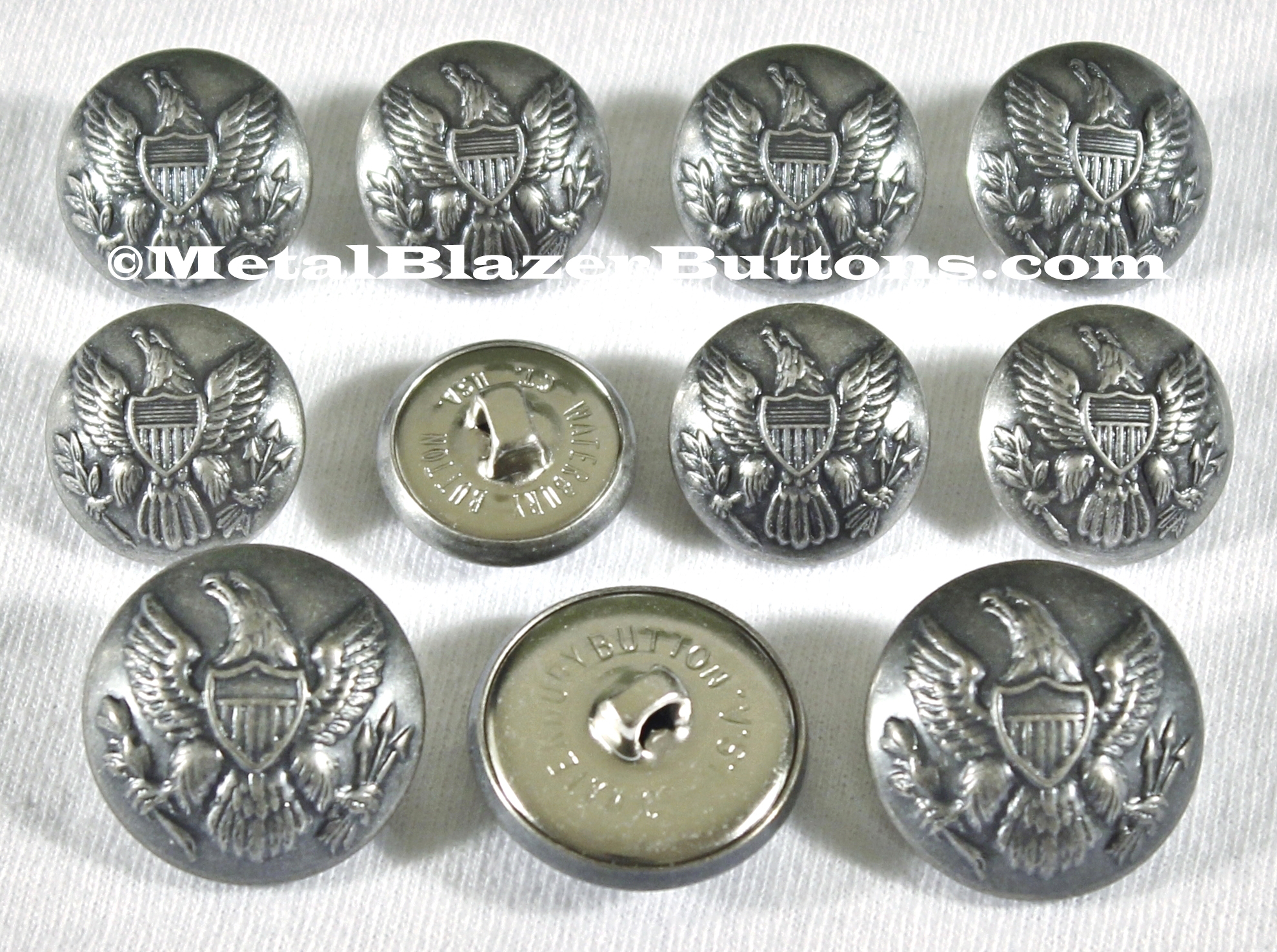 ***VINTAGE SILVER***
AMERICAN CIVIL WAR 
UNION ARMY EAGLE 
11-PIECE SINGLE  BREASTED
METAL BLAZER BUTTON SET