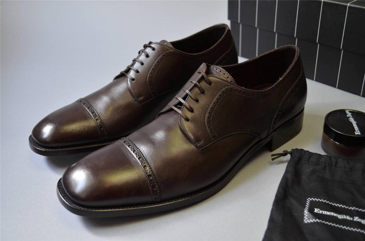 New $675 Ermenegildo Zegna Dress Shoes MD Brown 12 US ( 45 Eu ) Italy