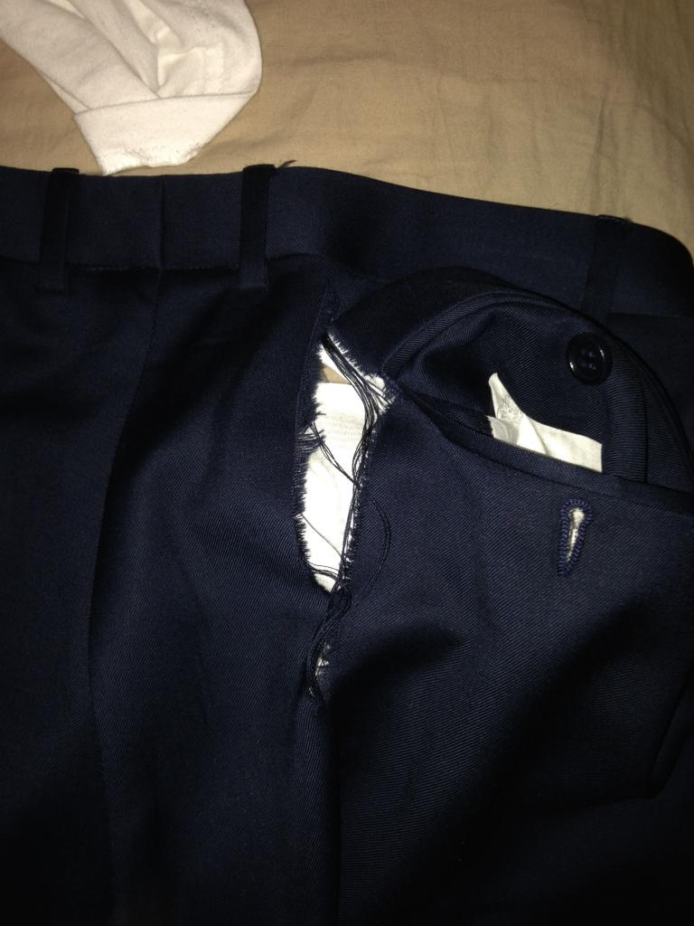 help with a ripped suit pant | Styleforum