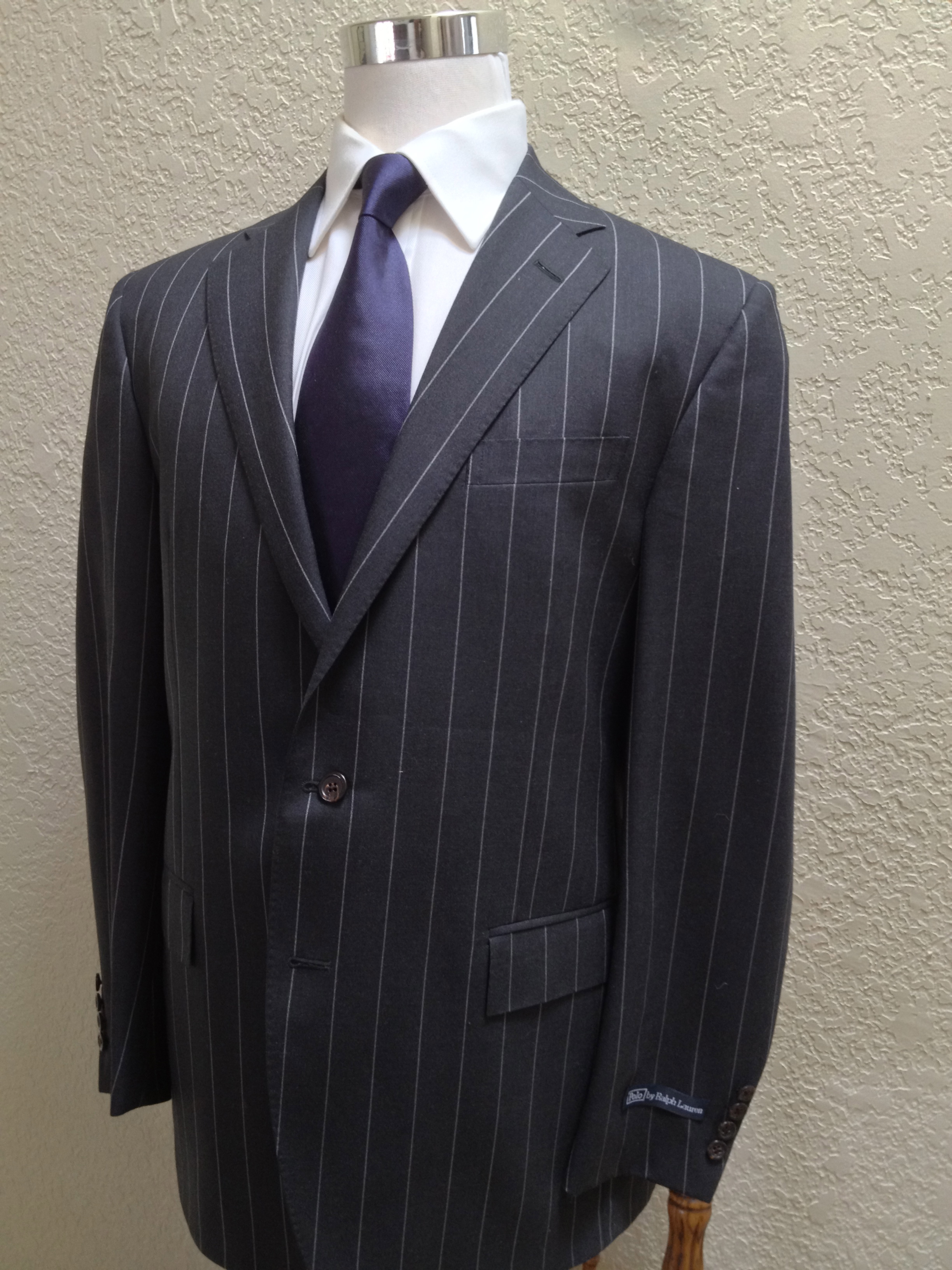 NWT Polo Ralph Lauren Charcoal Gray Pinstripe Suit - Italy/Corneliani ...