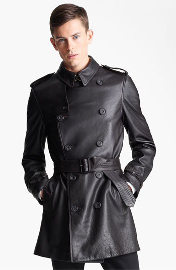 burberry trench coat leather