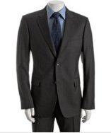 Gucci charcoal herringbone striped wool-mohair 2-button suit with flat front pants