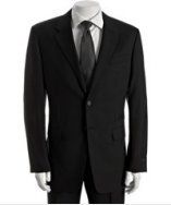 Prada black wool-mohair 2-button suit with flat front pants