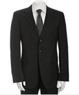 Gucci black wool 3-button suit with flat front trousers
