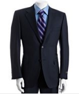 Canali navy tonal stripe wool 2-button suit with flat front pants