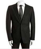 Theory black wool blend 'Dilano M Knowledge' 2-button suit with flat front pants