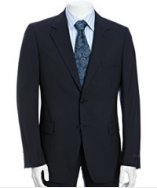 Prada navy stretch wool 2-button suit with flat front pants