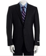Hickey Freeman Loro Piana navy pinstripe worsted wool 2-button 'Vanguard' suit with double pleated p