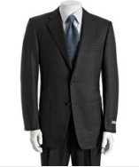 Hickey Freeman Loro Piana charcoal worsted wool 2-button 'Vanguard' suit with double pleated pants