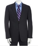 Armani Collezioni navy stripe wool 2-button suit with flat front pants