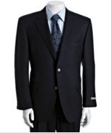 Hickey Freeman Loro Piana navy super 130s wool 2-button 'Vanguard' suit with double pleated pants