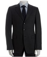 Gucci grey pinstriped wool 3-button suit with flat front trousers