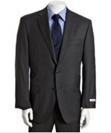 Calvin Klein White Label grey slim stripe wool 2-button suit with flat front pants